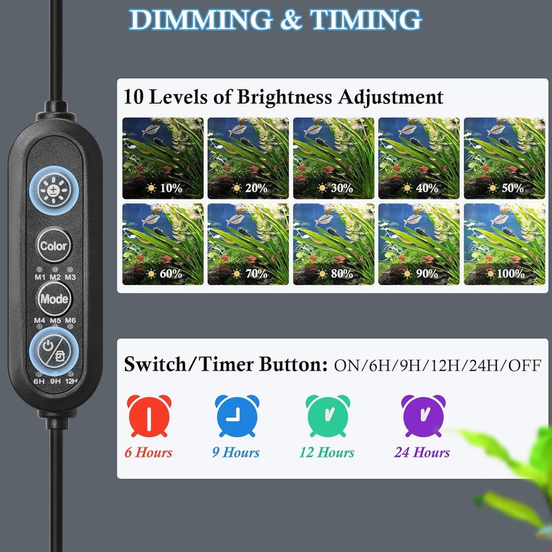 FEDOUR 22.8in Submersible Aquarium LED Light, 24/7 Aquarium Lights with Full Spectrum RGBW LEDs, IP68 Waterproof Fish Tank Light with Dimming, Timming and Color Adjustable - Image 5